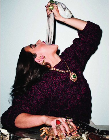 Illustration for article titled French Vogue Puts Crystal Renn And Uncle Terry In A Food-Filled Room